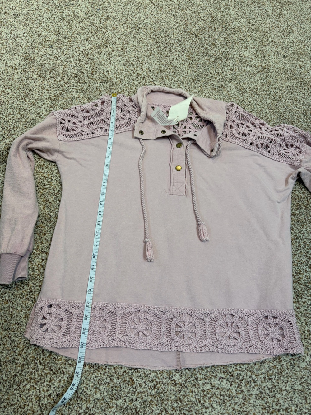 Hem & Thread Lace Trim Pullover Hoodie - Dusty Rose NWT - Picture 5 of 7